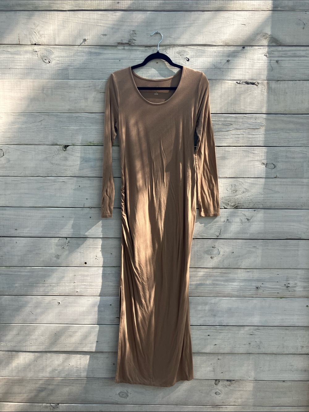 Isabel Maternity by Ingrid & Isabel Long Sleeve Maxi Dress in Tan
